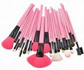 Lastest popular&Pink 24PCS Pro Wooden Handle Makeup Brush Tool W/Roll up Case 1