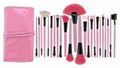Lastest popular&Pink 24PCS Pro Wooden Handle Makeup Brush Tool W/Roll up Case 2