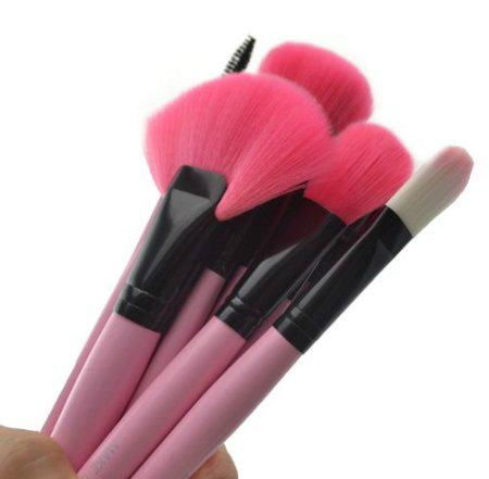 Lastest popular&Pink 24PCS Pro Wooden Handle Makeup Brush Tool W/Roll up Case 3