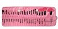 Lastest popular&Pink 24PCS Pro Wooden Handle Makeup Brush Tool W/Roll up Case 4