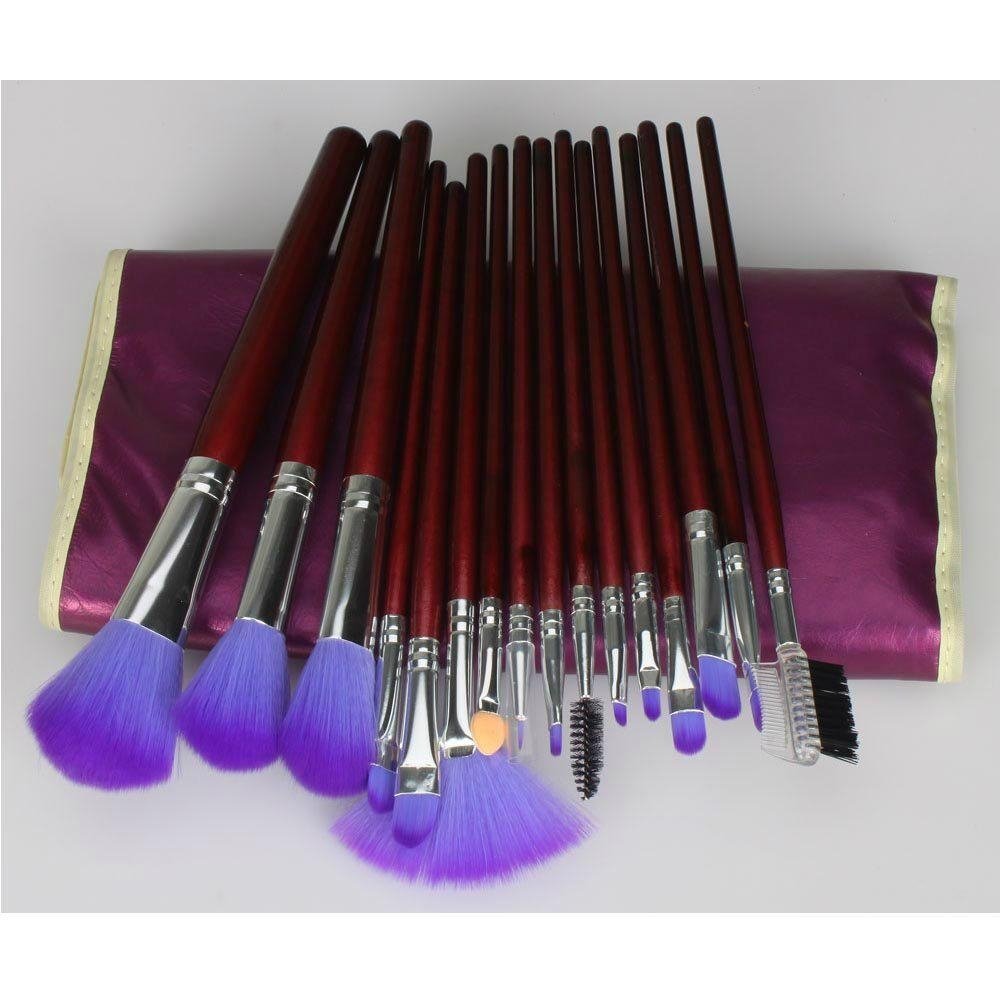 Hot Noble&elegant 16pc Pro Cosmetic Makeup Brush Brushes Set Kit W/Purple Bag 