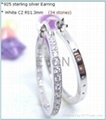 Fashion wholesale pure clear cz 925 sterling silver earring