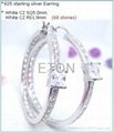 Fashion wholesale pure clear cz 925 sterling silver earring 2
