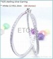 Fashion wholesale pure clear cz 925 sterling silver earring 4