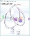 Fashion wholesale pure clear cz 925 sterling silver earring 5