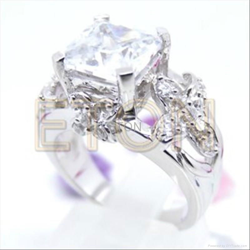 Fashion polish finishing pure clear cz 925 sterling ring(R5996)