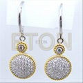 Fashion factory make sterling Diamond Round Cubic Zirconia Dangle Earrings 1