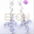Fashion factory make sterling Diamond Round Cubic Zirconia Dangle Earrings 2