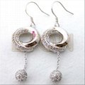 Fashion factory make sterling Diamond Round Cubic Zirconia Dangle Earrings 5
