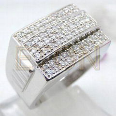 Fashion Cubic Zirconia rhodium plating 925 sterling silver men ring