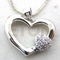 Fashion CZ rhodium plating 925 sterling silver heart pendants 2