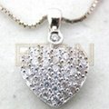 Fashion CZ rhodium plating 925 sterling silver heart pendants 3