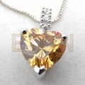 Fashion CZ rhodium plating 925 sterling silver heart pendants 5