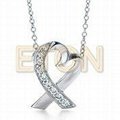Fashion cz rhodium plating 925 heart shape necklace pendants
