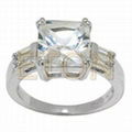 Fashion grade A CZ rhodium plating 925 sterling silver rings 1