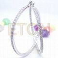 Factory made Triple A CZ rhodium plating 925 sterling silver hoop earring 4