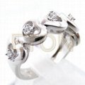 Factory make grade A CZ rhodium plating 925 sterling silver rings jewelry