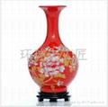 Chinese Red Peony ceramic vase 5