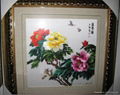 Hand made Peony embroidery with flowers