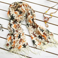 Fashion scarves woman 100%wool bear printed scarf, cashmere scarves 