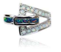 Sterling Silver Synthetic Opal Ring 4