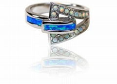 Sterling Silver Synthetic Opal Ring