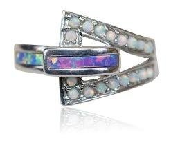 Sterling Silver Synthetic Opal Ring 5