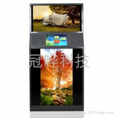 Three screen advertising display with touch function