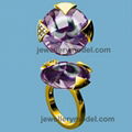 Round colorstone gold or silver ring