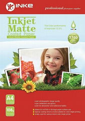 108g Inkjet Matte Coated Photo Paper