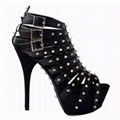 black strappy tudded leather platform