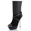 LOTOYO Black Velvet 140mm Heel Boots