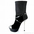LOTOYO Black Velvet 140mm Heel Boots LTYQC461A 2
