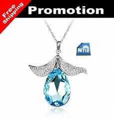 Angel demon crystal necklace sweater chain CHN Air Post Free shipping