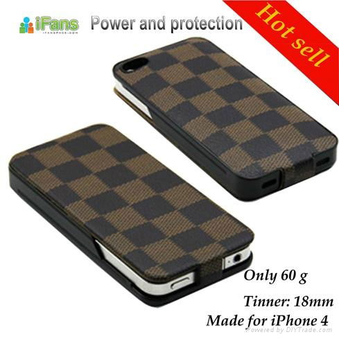 iphone4 portable backup battery charger leather case 3