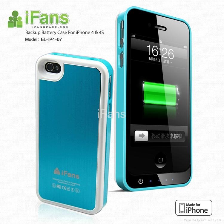 External backup battery bumper case for iphone 4 4s 2