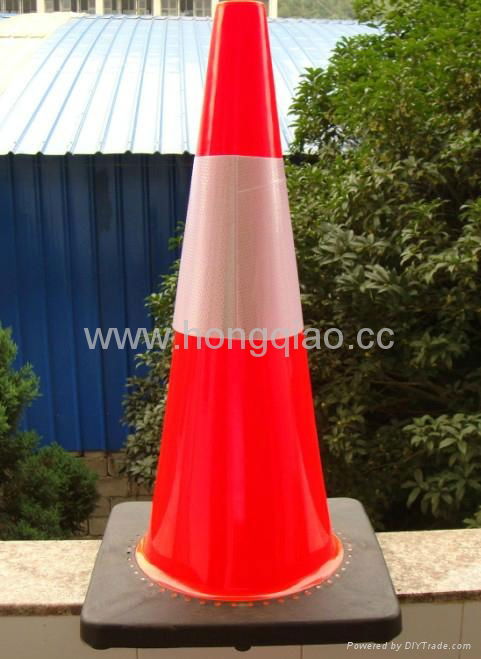 28” High 7.7 LB Orange PVC Traffic Cone with  4” and 6" Reflective Collars 3