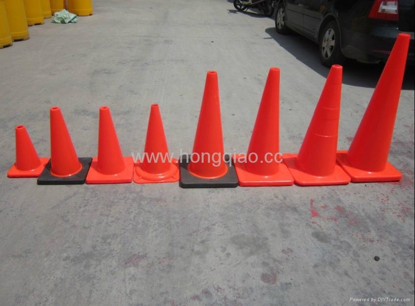 28” High 7.7 LB Orange PVC Traffic Cone with  4” and 6" Reflective Collars 5