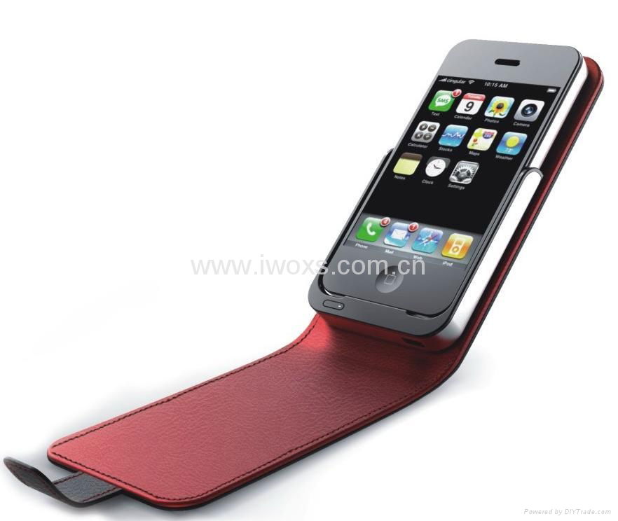 1300mah Leather Battery Case for iphone 4