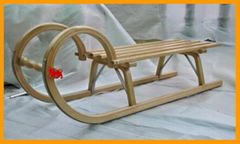 horn wooden snow sled