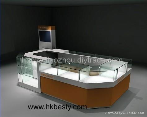 MDF and LED jewelry kiosk store display showcase design