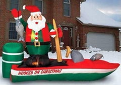 TZINFLATABLE-4Ft inflatable christmas fishing santa