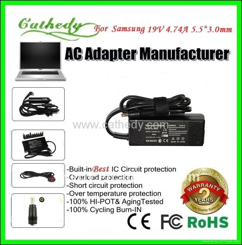 Top quality laptop adapter for Samsung 19V4.74A 5.5*3.0*1.2