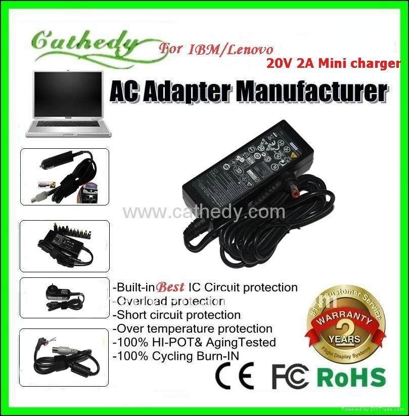 factory supply  AC adapter for Lenovo 20V2A  5.5*2.5