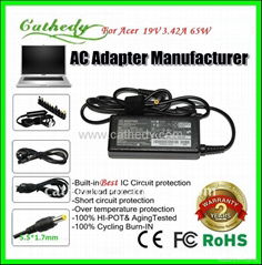 Replacement laptop AC adapter for Acer 19V3.42A 5.5*1.7