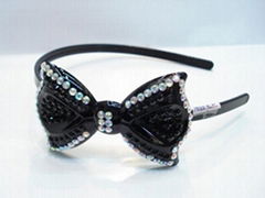 plastic bow hair band with crystal diamond