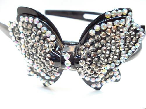 plastic butterfly headband with beautiful crystal diamond 3