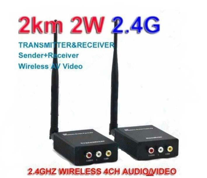 2000M 2W 2.4G Wireless AV Video transceiver Sender + Receiver