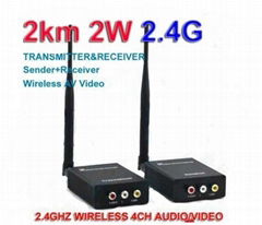 2000M 2W 2.4G Wireless AV Video transceiver Sender + Receiver
