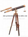 one meter double barrell telescope with wooden tripod